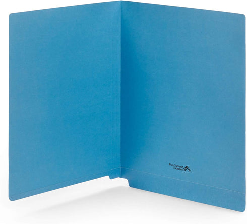 Blue Summit Supplies 100 Blue End Tab File Folders, Reinforced Straight Cut Tab Files for Office Use