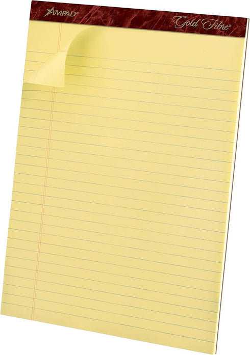 Esselte Corporation Perforated Pads, Legal, 50 Sheets, 8 1/2" x 11 3/4", 4/Pack, Canary