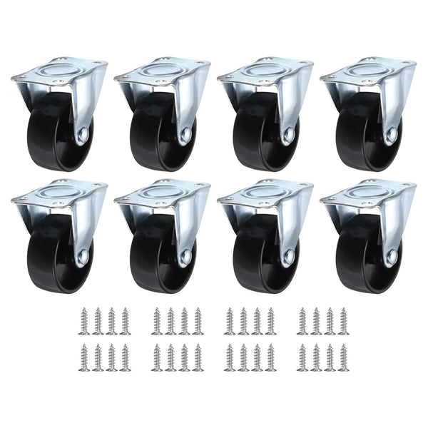 PATIKIL 2" Rigid Caster Wheels, 8 Pack Silent Fixed Non-Swivel Casters for Furniture Workbench Cart Trolley