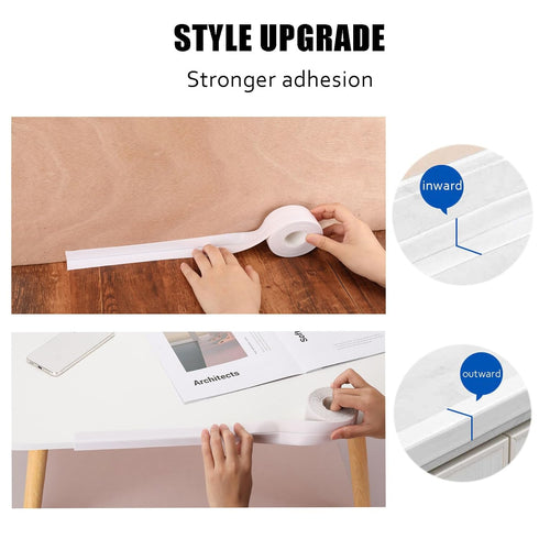 White Caulk Tape, Bath & Kitchen Self Adhesive Waterproof Caulking Tape, Toilet Caulk Strip, 4-Roll