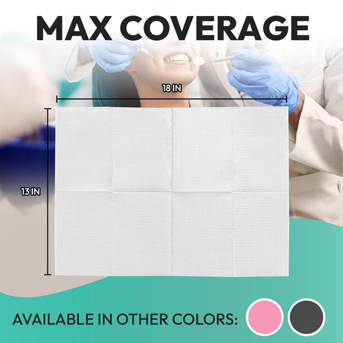 (150 Pack) 13"x18" 3-Ply Reli. White Dental Bibs | Dental Bibs Disposable for Patients, Dentists | Waterproof
