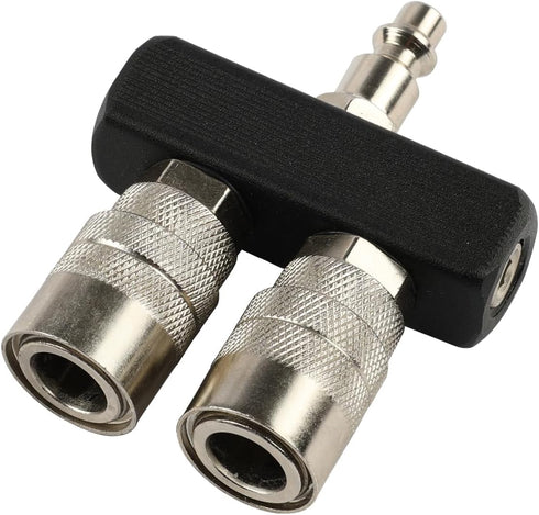 FORNAX 2-Way Straight Air Manifold Splitter with 2 Couplers and 1/4" NPT Male Plug