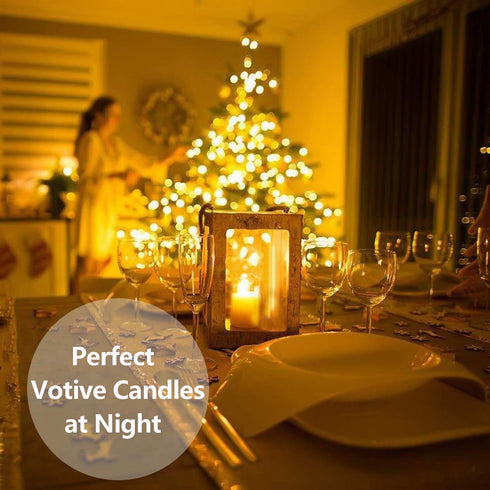 Battery Operated Flickering Flameless LED Votive Candles by Novelty Place (Pack of 24)