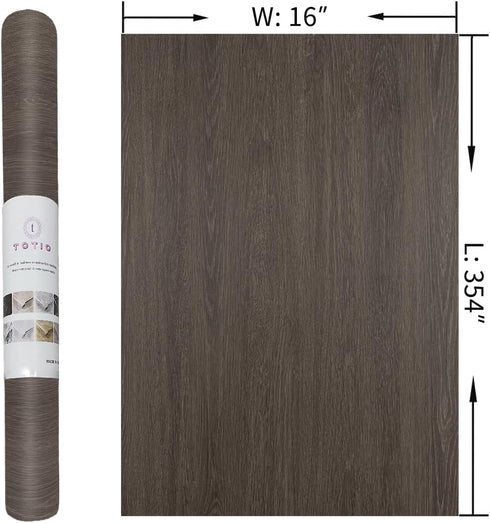 16x354in TOTIO Dark Brown Wood Grain Contact Paper Black Walnut Textured Peel and Stick Wallpaper Air Guide Slot Design