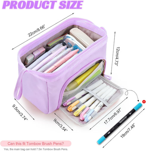 Large Pencil Case for Girls, Big Capacity Pouch for Back to School Supplies, Cute Organizer for Teens