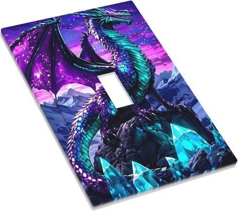 HTSAHKV 3 5 Inch Purple Dragon Wall Plate Light Switch Cover Single Gang Outlet Faceplate Print Plate Cover X