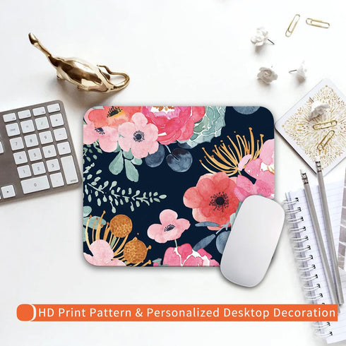 Armanza Square Mouse Pad Pink Flower, Personalized Premium-Textured Custom Mouse Mat Design, Washable Mousepad Cloth