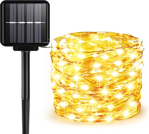 ALENEY Solar String Lights Outdoor, 33 Feet 100 LEDs 8 Modes Solar Fairy