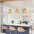 Boho Rattan Pendant Light Kitchen Island,Farmhouse Chandeliers Adjustable Height Hanging lamp for Dining Room,Small