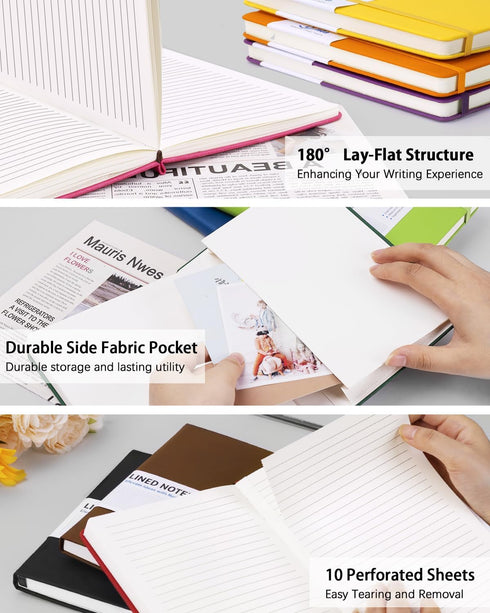 Hardcover Journals Bulk, 10 Packs A5 Lined Notebooks, 200 Pages/100 Sheets, 8.4 x 5.8 inch, 10 Colors
