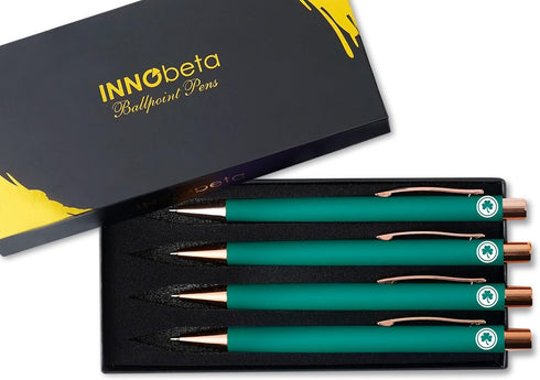 InnoBeta Irish Gifts for Women, Men, Teens, Ballpoint Pen Set of 4, Lucky Shamrock Theme Gifts for Friends