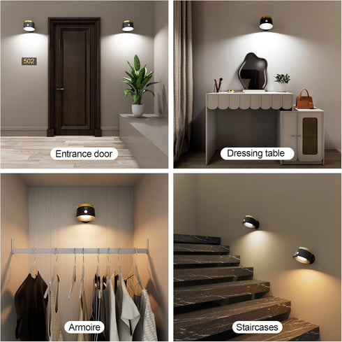 3500mAh 360 3 Moobibear Motion Sensor Wall Light Indoor, Rechargeable Battery Operated LED Wall Light, Wall Lamp