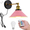 Remote Control Lamp Macaron Pink Metal Wall Sconce Adjustable Angle Wall Lamp