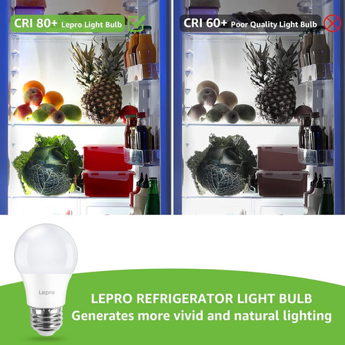Lepro LED Refrigerator Light Bulb - 40W Equivalent Waterproof Appliance Bulb Replacement for Frigidaire, 2 Pack