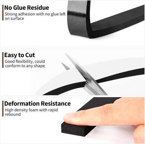 Yotache Foam Insulation Tape, 2 Rolls 1" x 3/8", High Density Self Stick Weather Stripping, 13 Feet Long