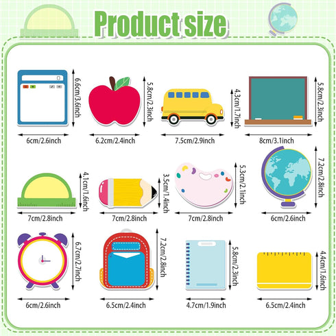Yinder 24 Pads Teacher Sticky Notes, Cute Back to School Sticky Notes with Pencil, Ruler, Apple Shapes