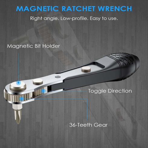 37pcs Mini Ratchet Screwdriver Set with 1/4" S2 Steel Bits, 90 Degree Right Angle Screwdriver, Magnetic Bit Holder