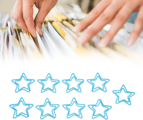 Star Paper Clips, 100pcs Blue Star Paper Clips, Cute Bookmarks for Office School Paper Files Organizing