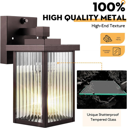 Outdoor Wall Lights for House Exterior, Dusk to Dawn Porch Lights Outdoor, Waterproof Matte Black Front Door Light