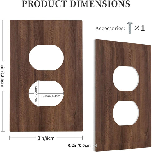 GNIXYUNXI 1 Outlet Covers Dark Walnut Wood Grain Gang Duplex Light Switch Cover Plate Decorative Switch Plate Covers