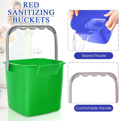 8 3 Irenare Pcs Sanitizing Bucket Quart Cleaning Pail Small Detergent Square, Spout and Handle Plastic Utility