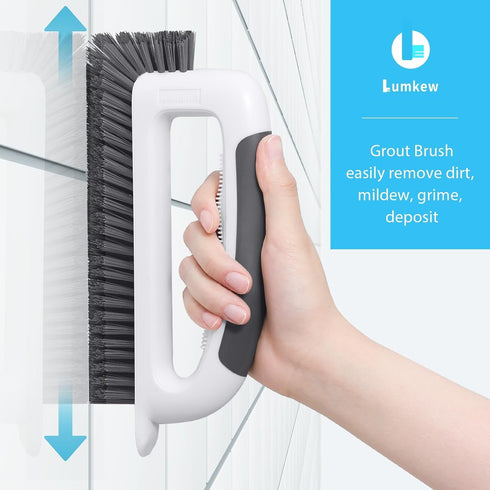 1 Lumkew Grout Cleaning Brush, V Shape Stiff Grout Cleaner Brush for Floors Tile Grout Scrubber Bathroom Shower Corner