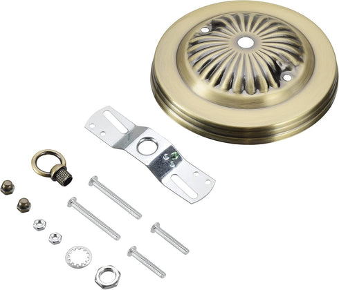 Aspen Creative 21513-21, Traditional Chandelier & Light Fixture Canopy Kit w/Collar Loop, Antique Brass,