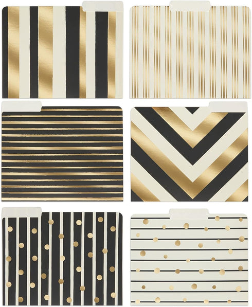 Paper Junkie Geometric File Folders with 1/3 Cut Tabs, Gold Office Supplies (11.5 x 9.5 in, 12 Pack)