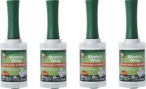 Duck Brand Stretch Wrap Roll, Clear, 5 inches by 1000 feet, Set of 4