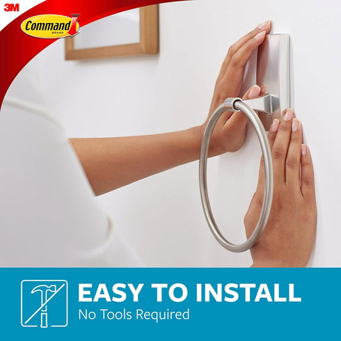 Command Command 5 lbs Hand Towel Holder Satin Nickel with Water Resistant Strips, Rust Resistant Bathroom Organizer