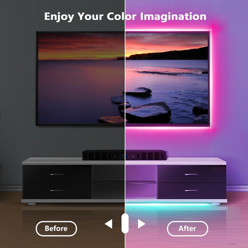 NBBUFF 50ft (1 60 Led Lights for Bedroom Roll), Color Changing RGB Led Strip Lights with Keys Remote and App Control