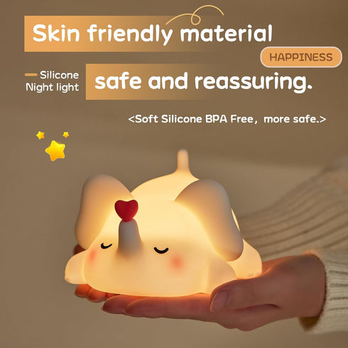 3 Dimmable Cute Love Elephant Night Light For Kids, LED Squishy Nursery Lamp Warm Brightness For Breastfeeding , Level