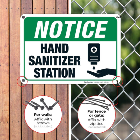 10x7 Inches, 55 Hand Sanitizer Station Sign, mil Thick HDPS (high Density polystyrene), Made in USA