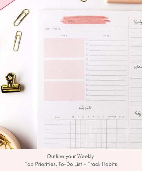 Lamare Weekly Planner Notepad Tear Off – 52 Undated Weekly Sheets Daily To Do List Notepad, Habit Tracker, Academic Planner Notebook, Daily Work Planner, Productivity Planner Weekly To Do List Notepad by Lamare