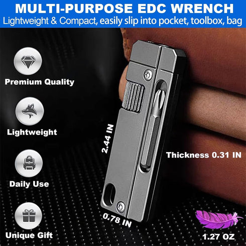 zavcurp Titanium Keychain Wrench Mini EDC Adjustable Spanner with Screwdriver, Pocket Tool for Everyday Carry, Travel