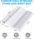 Typing&Working,3-Level Clear2+white Keyboard Riser,Computer Stand Acrylic Tilted Holder for Easy Ergonomic Height