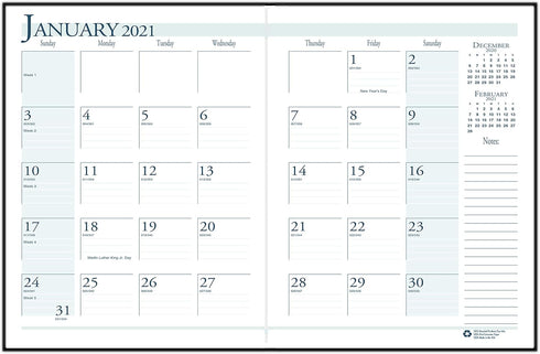 House of Doolittle 2021 Economy Calendar Planner, Monthly, Black Cover, 8.5 x 11 Inches, December - January