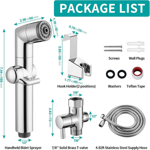 MIAOHUI Muslim Shower, Handheld Bidet Sprayer for Toilet, Cloth Diaper Sprayer, Health Faucet, Bum Gun with Hose