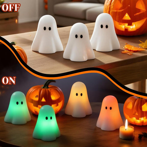 Flamless 18-key 12 Eldnacele Ghost Flickering Candles with Remote and Timer, Color Changing Battery Operated Spooky