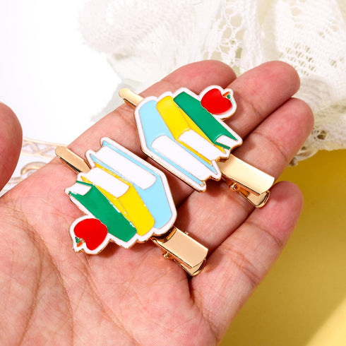 Back to School Hair Clips, Cute Schoolbag Book Hair Clips, Fun Hair Accessories for Teacher Students