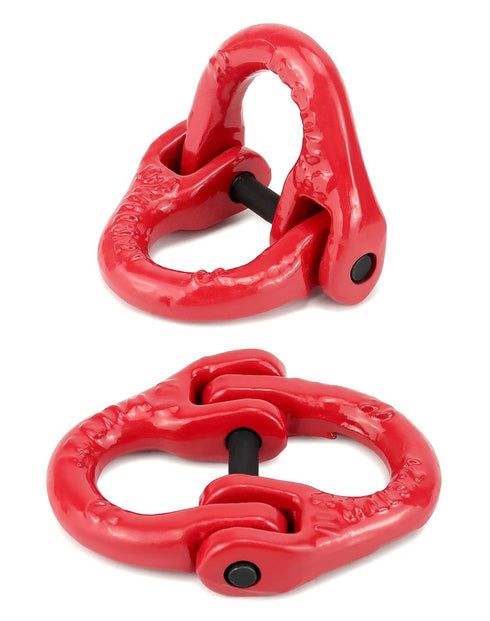 QWORK 10 Pcs Red Painted G80 Alloy Steel Connecting Link, 3/8", 7100 lbs Working Load Limit
