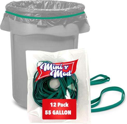 Mini n Mod Rubber Bands for 55 Gallon Trash Cans 12 Pack | Secure 55