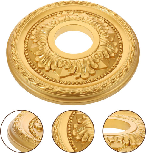 12.20 Inch Round Ceiling Medallion Pu Decorative Ceiling Plate for Home Lighting Medallions Fan Light Fixture Trim