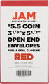 JAM PAPER #5.5 Coin Business Envelopes with Peel and Seal Closure, 3 1/8 x 5 1/2, Red, 25/Pack