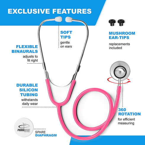 DS-9290-PK 22 Inch Primacare Adult Size Stethoscope for Diagnostics and Screening Instruments, Lightweight and Aluminum