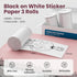 PM290C 54mmx3.2m 3 Genuine Self-Adhesive Thermal Printer Stickers, Compatible with Mini Sticker Printer, Black on