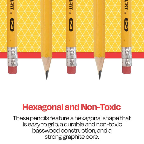 School Smart No 2 Pencils, Pre-Sharpened Hexagonal with Latex-Free Erasers, Pack of 96