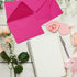 Whaline 50Pcs A7 Invitation Envelopes Set Hot Pink Greeting Card Envelopes for Mailing (7.2x5.2 Inch)