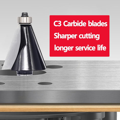 1/2 22.5 2-Flute Chamfer Router Bit Shank, Degree Carbide Chamfer Cut, Edge Forming Bevel Router Bit, Chamfer Bit Miter