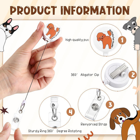 Motiskyy 20 Sets Graduation Gifts Bulk Dog Ballpoint Pens Animals Retractable Badge Reels with Nothing But Funny Thanks